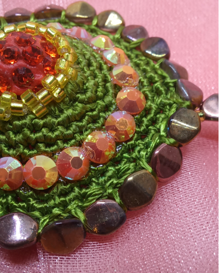 Háčkované  dizajnové náušnice "Ohnivá šou"